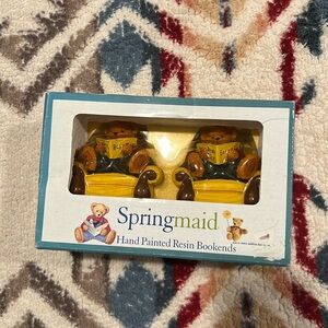 Hand painted spring maid bookends